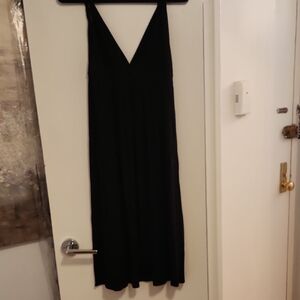 J. Crew Black V-Neck Midi Dress